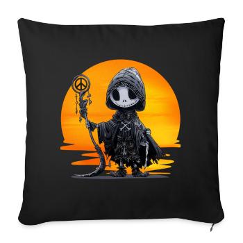 The Peacemaker. Grim Reaper, Death, Peace, Humor, - Sofa pillowcase 17,3'' x 17,3'' (45 x 45 cm) - black - Front