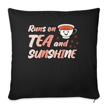 Tasse à thé Sachet de thé Théière - Housse de coussin décorative 45 x 45 cm - noir - Devant