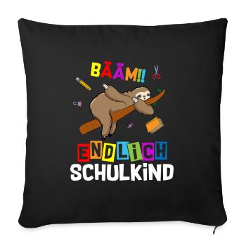 Bääm Finally Schoolchild Sloth School Enrollment - Sofa pillowcase 17,3'' x 17,3'' (45 x 45 cm) - black - Front