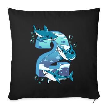 Requin du 2e anniversaire - Housse de coussin décorative 45 x 45 cm - noir - Devant