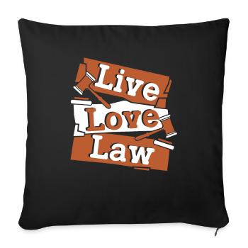 Live Love Law Études juridiques Étudiants en faculté de droit - Housse de coussin décorative 45 x 45 cm - noir - Devant