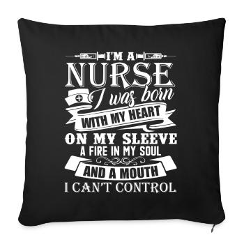 Nurse Nurse Was Born With Heart - Sofa pillowcase 17,3'' x 17,3'' (45 x 45 cm) - black - Front
