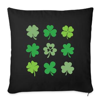 Shamrocks and Clovers - Sofa pillowcase 17,3'' x 17,3'' (45 x 45 cm) - black - Front