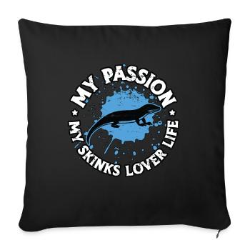 Amoureux des scinques Ma passion Mes scinques Herpétologiste - Housse de coussin décorative 45 x 45 cm - noir - Devant