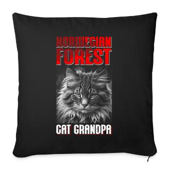Chat des forêts norvégiennes grand-père chat norvégien cadeau - Housse de coussin décorative 45 x 45 cm - noir - Devant
