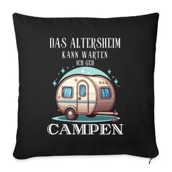 Camping Rentner Ruhestand Campingplatz Kollege Fun - Sofakissenbezug 45 x 45 cm - Schwarz - Vorne