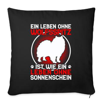 La vie sans Wolfsspitz Allemand Wolfsspitz - Housse de coussin décorative 45 x 45 cm - noir - Devant