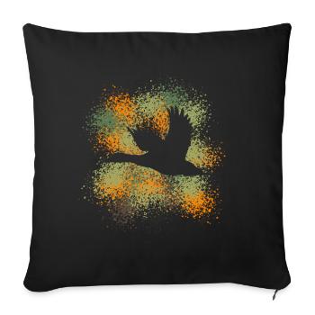 Canard volant, chasseur de camourflage et amoureux de la nature - Housse de coussin décorative 45 x 45 cm - noir - Devant