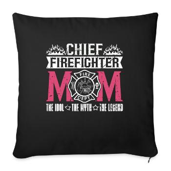 Chef Pompier Maman L’Idole Le Mythe Pompier - Housse de coussin décorative 45 x 45 cm - noir - Devant
