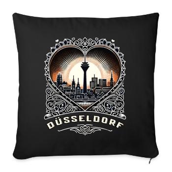 Dusseldorf Skyline Heart Love Home - Sofa pillowcase 17,3'' x 17,3'' (45 x 45 cm) - black - Front