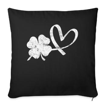 Cœur de trèfle irlandais de la Saint-Patrick - Housse de coussin décorative 45 x 45 cm - noir - Devant