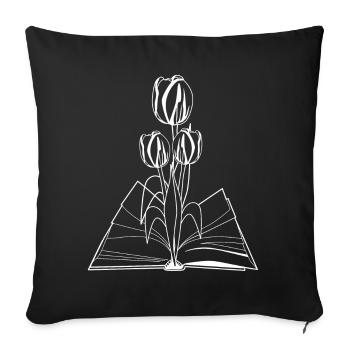 Livre Livres Tulipe Fleur Fleurs Tulipes - Housse de coussin décorative 45 x 45 cm - noir - Devant