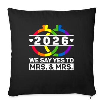 Gay Pride 2026 Mariage Mariage gay - Housse de coussin décorative 45 x 45 cm - noir - Devant
