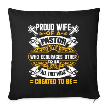 Pastor Proud Wife Of A Pastor - Sofa pillowcase 17,3'' x 17,3'' (45 x 45 cm) - black - Front