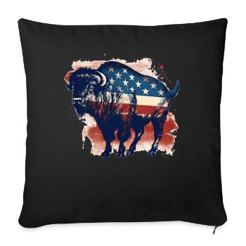 USA Flag American Bison Vintage Animal Patriotic - Sofakissenbezug 45 x 45 cm - Schwarz - Vorne