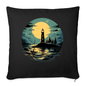 Vintage Lighthouse Coast Sea Side Sailing Boat Mar - Sofakissenbezug 45 x 45 cm - Schwarz - Vorne