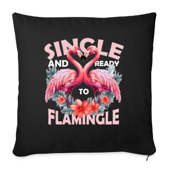 Floral Flamingo Couple Funny Valentines Day - Sofakissenbezug 45 x 45 cm - Schwarz - Vorne