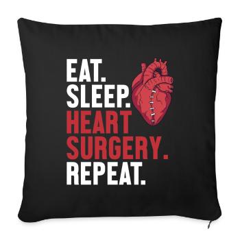 Eat Sleep Heart Surgery Repeat Catheter Open - Sofa pillowcase 17,3'' x 17,3'' (45 x 45 cm) - black - Front