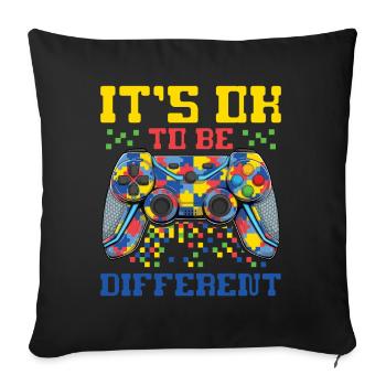 Journée de sensibilisation à l’autisme Cadeau autiste - Housse de coussin décorative 45 x 45 cm - noir - Devant