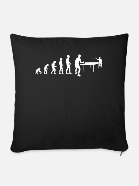 Evolution Tischtennis Spieler Geschenk - Sofakissenbezug 45 x 45 cm - Schwarz