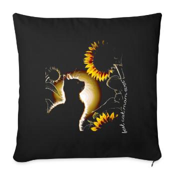 Chat tournesol - Housse de coussin décorative 45 x 45 cm - noir - Devant