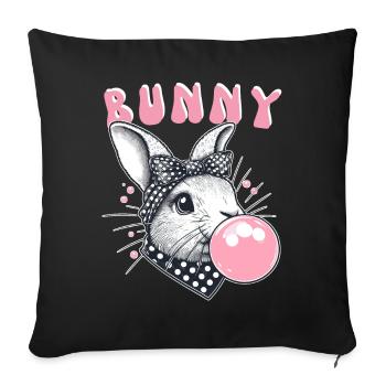 Bunny Bubblegum Bandana Bunny Cute Retro Bunny - Sofa pillowcase 17,3'' x 17,3'' (45 x 45 cm) - black - Front
