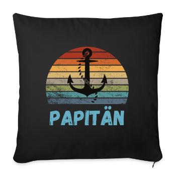 Papa, Capitaine, Famille, Fête des pères, Naissance, Anniversaire - Housse de coussin décorative 45 x 45 cm - noir - Devant