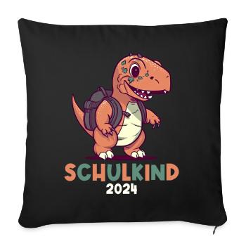 School Enrollment Dinosaur Dino TRex Schoolchild 2024 - Sofa pillowcase 17,3'' x 17,3'' (45 x 45 cm) - black - Front