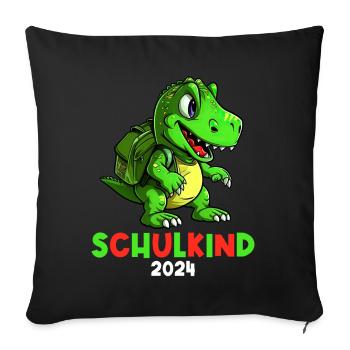 School Enrollment Dinosaur Dino TRex Schoolchild 2024 - Sofa pillowcase 17,3'' x 17,3'' (45 x 45 cm) - black - Front