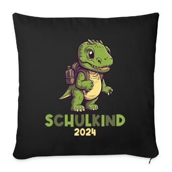 School Enrollment Dinosaur Dino TRex Schoolchild 2024 - Sofa pillowcase 17,3'' x 17,3'' (45 x 45 cm) - black - Front