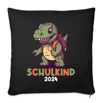 School Enrollment Dinosaur Dino TRex Schoolchild 2024 - Sofa pillowcase 17,3'' x 17,3'' (45 x 45 cm) - black - Front