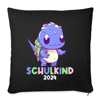 School Enrollment Dinosaur Dino TRex Schoolchild 2024 - Sofa pillowcase 17,3'' x 17,3'' (45 x 45 cm) - black - Front