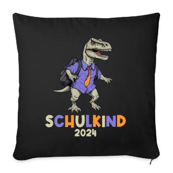 School Enrollment Dinosaur Dino TRex Schoolchild 2024 - Sofa pillowcase 17,3'' x 17,3'' (45 x 45 cm) - black - Front