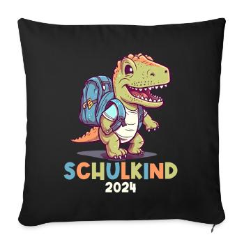 School Enrollment Dinosaur Dino TRex Schoolchild 2024 - Sofa pillowcase 17,3'' x 17,3'' (45 x 45 cm) - black - Front