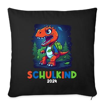 School Enrollment Dinosaur Dino TRex Schoolchild 2024 - Sofa pillowcase 17,3'' x 17,3'' (45 x 45 cm) - black - Front