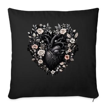 Haunted Heart Human Anatomy Horror Valentines Goth - Sofakissenbezug 45 x 45 cm - Schwarz - Vorne