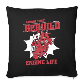 Vivre que reconstruire le cathéter de vie du moteur ouvert - Housse de coussin décorative 45 x 45 cm - noir - Devant