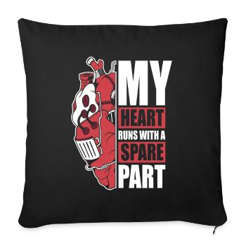 My Heart Runs With A Spare Part Catheter Open - Sofa pillowcase 17,3'' x 17,3'' (45 x 45 cm) - black - Front
