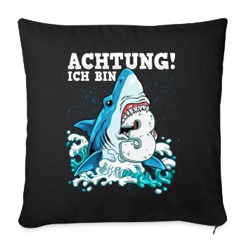 Requin du 3e anniversaire - Housse de coussin décorative 45 x 45 cm - noir - Devant