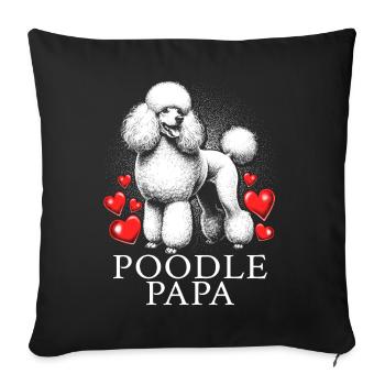 Papa caniche - Housse de coussin décorative 45 x 45 cm - noir - Devant