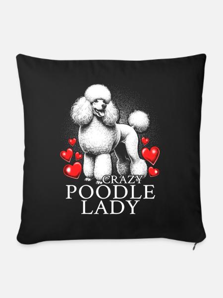 Crazy Poodle Lady - Sofakissenbezug 45 x 45 cm - Schwarz