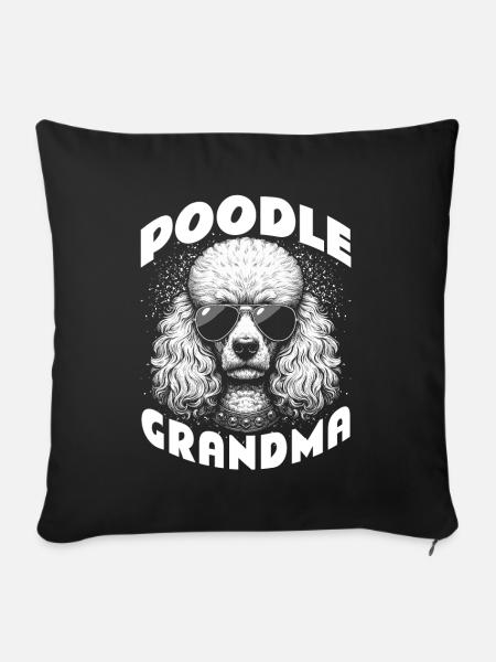 Poodle Grandma - Sofakissenbezug 45 x 45 cm - Schwarz
