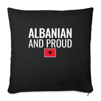 Albanais Et Fier Drapeau Albanais - Housse de coussin décorative 45 x 45 cm - noir - Devant