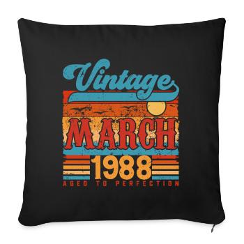 Mars 1988, Cadeau Anniversaire Vintage Mars 1988. - Housse de coussin décorative 45 x 45 cm - noir - Devant