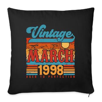 March 1998, March 1998 Vintage Anniversary Gift. - Sofa pillowcase 17,3'' x 17,3'' (45 x 45 cm) - black - Front