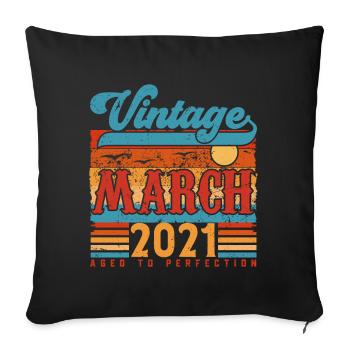 Mars 2021, Cadeau Anniversaire Vintage Mars 2021. - Housse de coussin décorative 45 x 45 cm - noir - Devant