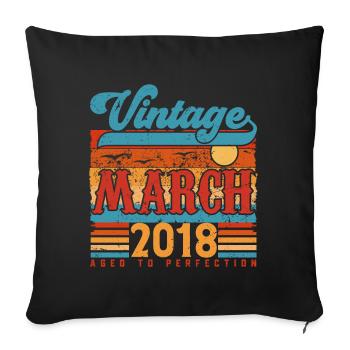 March 2018, Vintage Anniversary Gift March 2018. - Sofa pillowcase 17,3'' x 17,3'' (45 x 45 cm) - black - Front