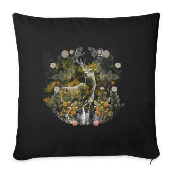 nature, deer, antlers, red deer, forest animal, Sweden, roe deer - Sofa pillowcase 17,3'' x 17,3'' (45 x 45 cm) - black - Front