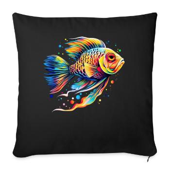 Colorful Pop Art Peacock Cichlid Fish Aquarium Kee - Sofakissenbezug 45 x 45 cm - Schwarz - Vorne