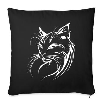 Cat Silhouette Outline Drawing Lineart Art - Sofa pillowcase 17,3'' x 17,3'' (45 x 45 cm) - black - Front